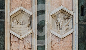 The hexagonal Reliefs on the Giottos Campanile photo
