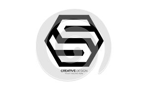 Hexagonal shape letter S with negative space monogram logo