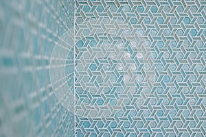 Hexagonal shape mosaic tiles in blue