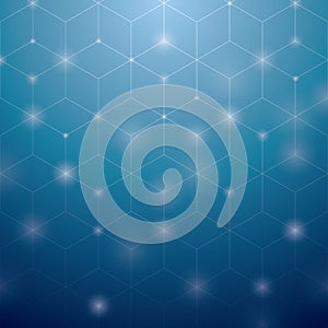 Hexagonal shape over blue gradient background.