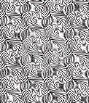 HEXAGONAL SPIRAL LINES. GEOMETRIC SEAMLESS VECTOR PATTERN