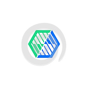 Hexagonal striped logo for biotechnology company
