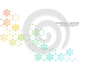 Hexagonal structure molecule dna of neurons system, genetic and chemical compounds. Vector illustration