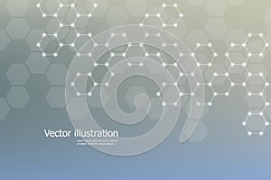 Hexagonal structure molecule dna of neurons system, genetic and chemical compounds. Vector illustration.