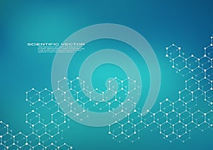 Hexagonal structure molecule dna of neurons system, genetic and chemical compounds. Vector illustration.