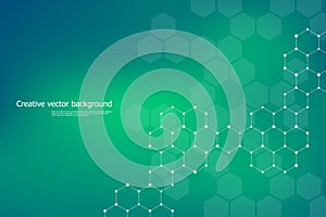 Hexagonal structure molecule dna of neurons system, genetic and chemical compounds. Vector illustration.