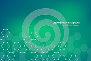 Hexagonal structure molecule dna of neurons system, genetic and chemical compounds. Vector illustration.