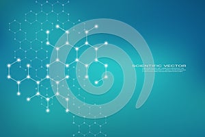 Hexagonal structure molecule dna of neurons system, genetic and chemical compounds. Vector illustration.