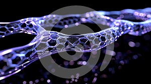 Hexagonal Structure Network - Abstract Technology Connection, Data Flow, Molecular Structure, Science Visual