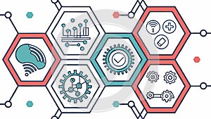 Hexagonal Tech Innovation Infographic, vector design Generative AI