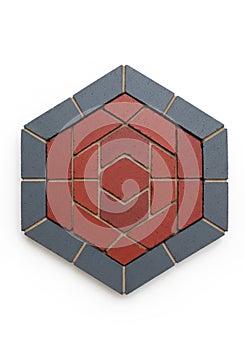 Hexagonal tile design featuring an intricate geometric pattern. The
