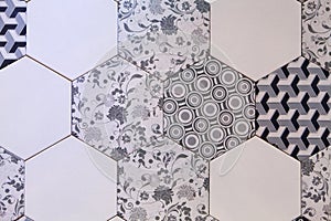 Hexagonal tile mosaic background design