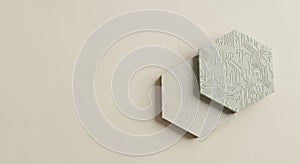 Two Hexagonal Tiles on Beige Background