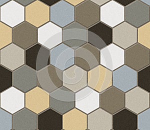 Hexagonal tiles. Patchwork. Seamless texture
