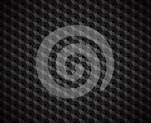 Hexagonal vector black embossed pattern. Plastic hexagon grid dark background. Hexagon cell with hole geometric pattern