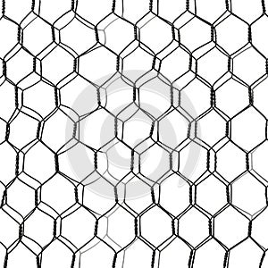 Hexagonal Wire Mesh Texture on White