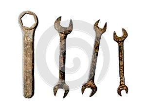 Hexagonal wrench And three Open-end Wrenches