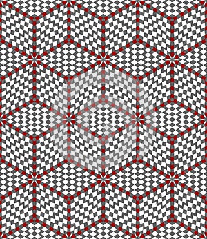 Hexagons and diamonds optical illusion pattern.