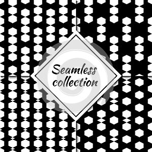 Hexagons, rhombuses, diamonds seamless patterns collection. Folk, ethnic, tribal ornaments. Geometrical backgrounds set