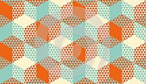 Hexagons and triangles geometric seamless pattern