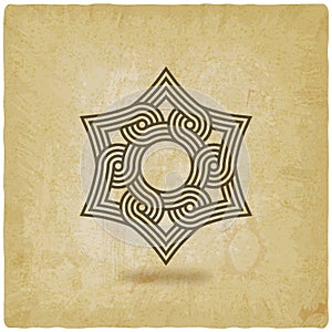 Hexagram interlocking symbol on vintage background
