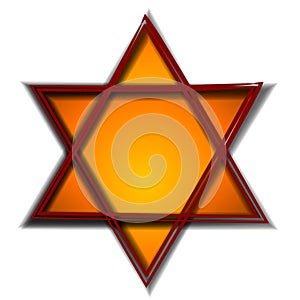 Hexagram Symbol in Red Gold photo