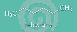 Hexane n-hexane alkane molecule. Skeletal formula. photo