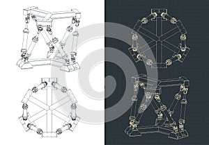 Hexapod mechanism blueprints