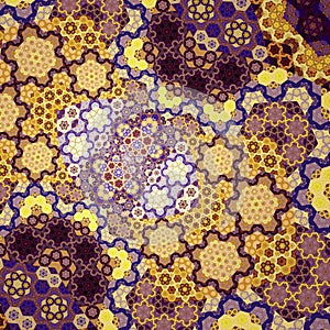 Hexgonal Yellow and Blue Fractal Structure photo