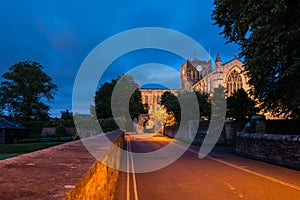 Hexham Abbey at night