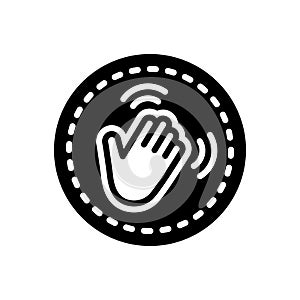 Black solid icon for Hey, finger and goodbye