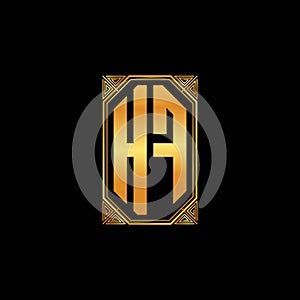 HF Logo Letter Geometric Golden Style photo