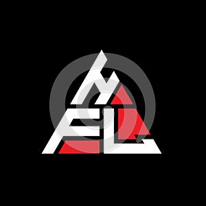 HFL triangle letter logo design with triangle shape. HFL triangle logo design monogram. HFL triangle vector logo template with red