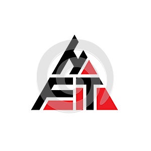 HFT triangle letter logo design with triangle shape. HFT triangle logo design monogram. HFT triangle vector logo template with red