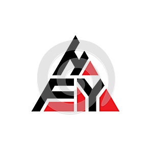 HFY triangle letter logo design with triangle shape. HFY triangle logo design monogram. HFY triangle vector logo template with red