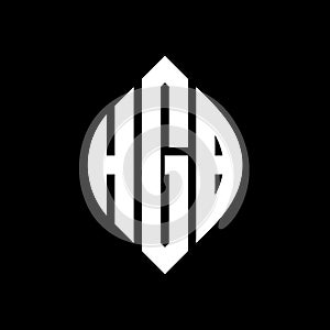 HGB circle letter logo design with circle and ellipse shape. HGB ellipse letters with typographic style. The three initials form a photo