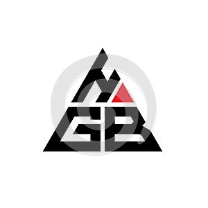 HGB triangle letter logo design with triangle shape. HGB triangle logo design monogram. HGB triangle vector logo template with red photo