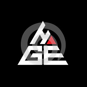 HGE triangle letter logo design with triangle shape. HGE triangle logo design monogram. HGE triangle vector logo template with red