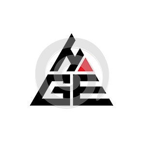 HGE triangle letter logo design with triangle shape. HGE triangle logo design monogram. HGE triangle vector logo template with red
