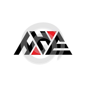 HHE triangle letter logo design with triangle shape. HHE triangle logo design monogram. HHE triangle vector logo template with red