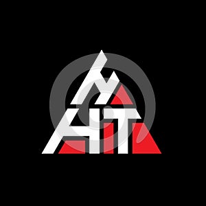 HHT triangle letter logo design with triangle shape. HHT triangle logo design monogram. HHT triangle vector logo template with red