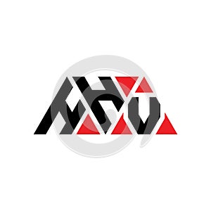 HHV triangle letter logo design with triangle shape. HHV triangle logo design monogram. HHV triangle vector logo template with red