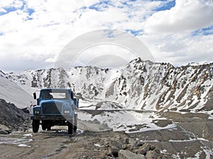 Hi altitude moutain road in Leh-Ladakh region of Indian himala photo