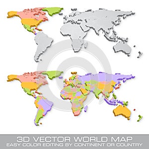 Hi Detail colored Vector Political World Map illustration