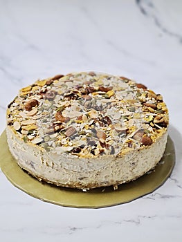 Hi Fibre Cheese cake , with loads of mixed nuts and dried fruits