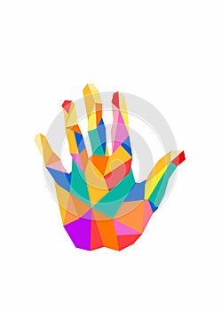 Hi five hand finger symbol illustration vector WPAP style geometric colorful , playfull, fun pop art editable