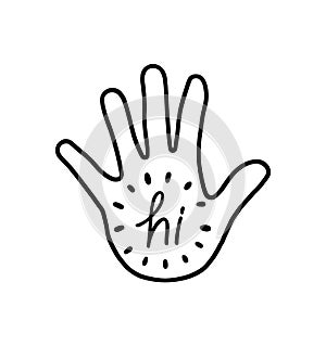 Hi lettering on hand cartoon