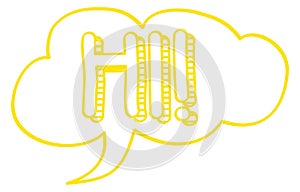 Hi message. Comic color cloud. Chat doodle