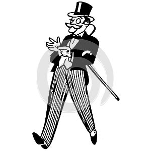 Vintage Clipart 204 Man in Top Hat and Cane photo