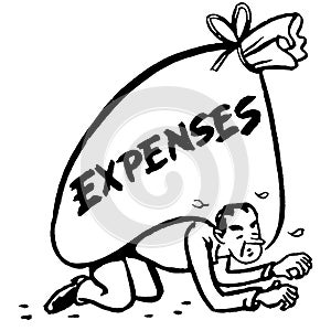 Vintage Clipart 206 Man Crawling Under The Stress of Expenses photo